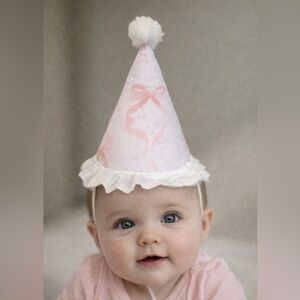 Pink Party Hat with Lace Trim